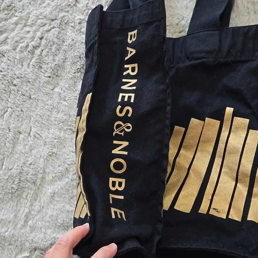 Barnes & Noble Black canvas Tote bag with Gold Accents